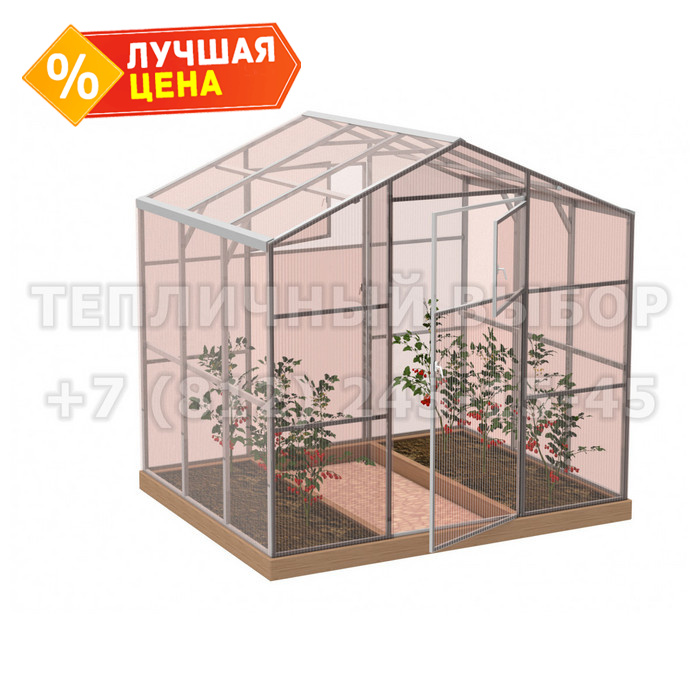 Теплица из поликарбоната-фито Усиленная Домиком 2,3х2 h=2.1 м профиль 25х25 мм