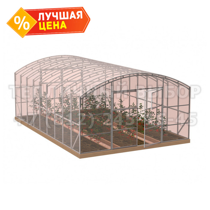 Теплица из поликарбоната-фито Усиленная Прямостенная 5х6 h=2.4 м профиль 20х40 мм