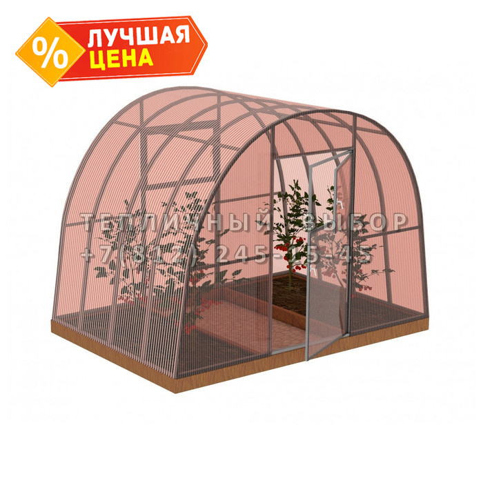 Теплица из поликарбоната-фито Усиленная Арочная 3,5х2 h=2 м профиль 30х30 мм