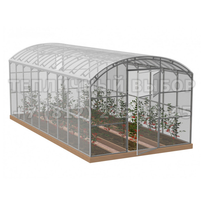 Теплица из поликарбоната Усиленная Прямостенная 2,5х6 h=2.1 м профиль 20х40 мм