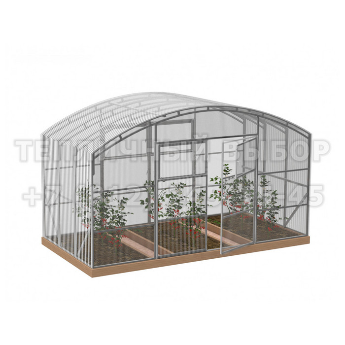 Теплица из поликарбоната Усиленная Прямостенная 4х2 h=2.4 м профиль 20х40 мм