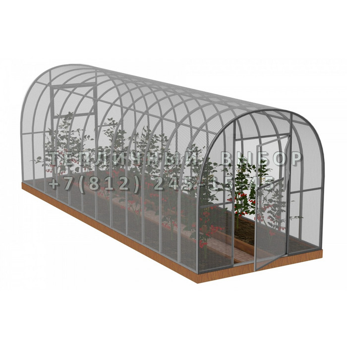 Теплица из поликарбоната Усиленная Арочная 2,1х6 h=2 м профиль 25х25 мм