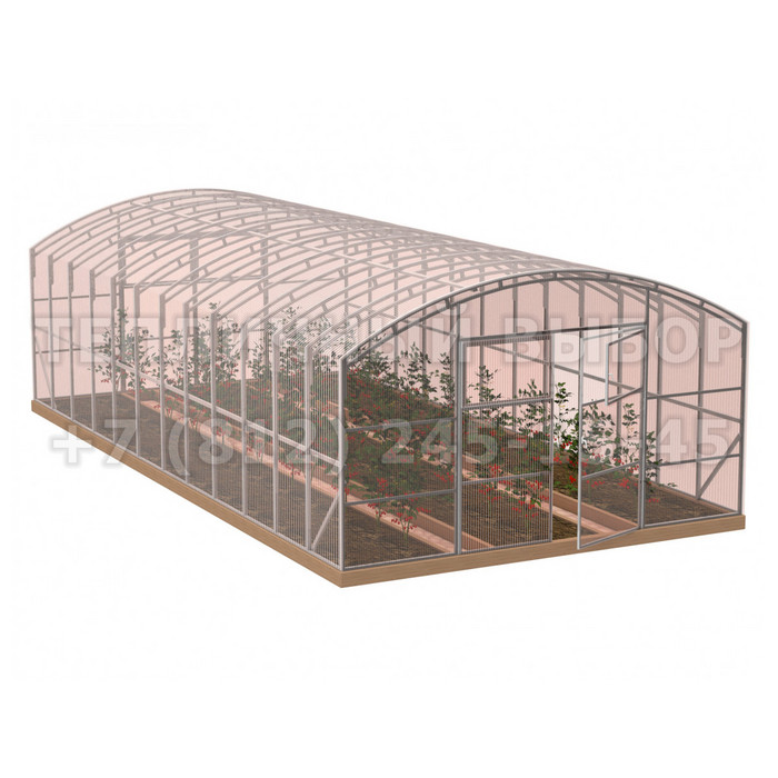 Теплица из поликарбоната-фито Усиленная Прямостенная 4х10 h=2.4 м профиль 20х40 мм