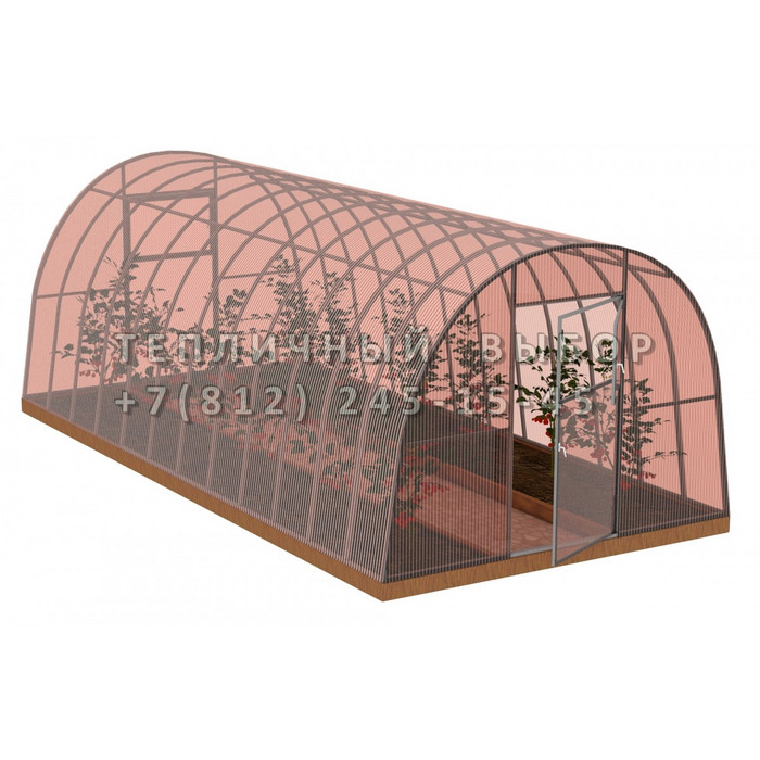 Теплица из поликарбоната-фито Усиленная Арочная 3,5х12 h=2 м профиль 30х30 мм
