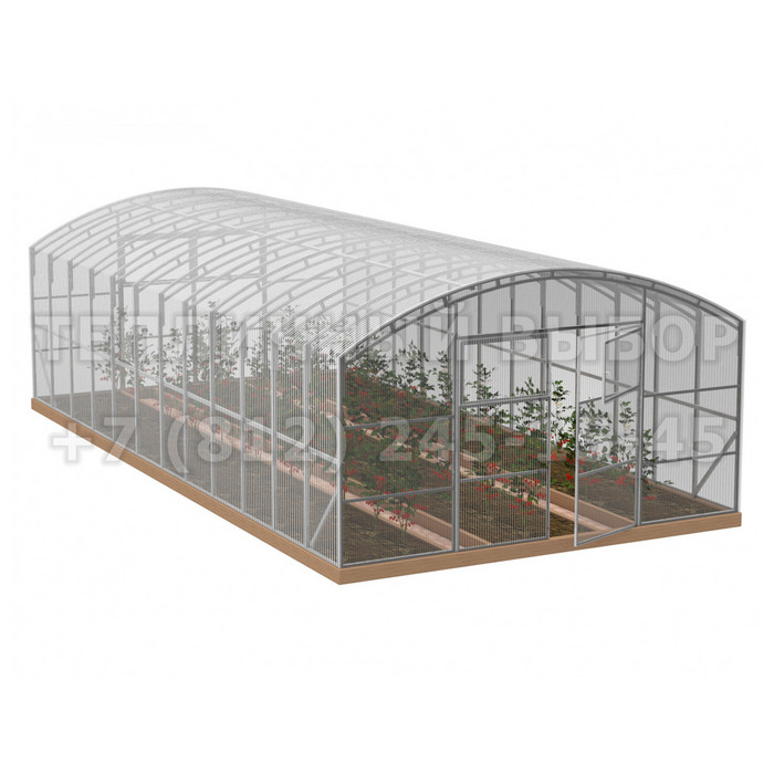 Теплица из поликарбоната Усиленная Прямостенная 5х12 h=2.4 м профиль 20х40 мм